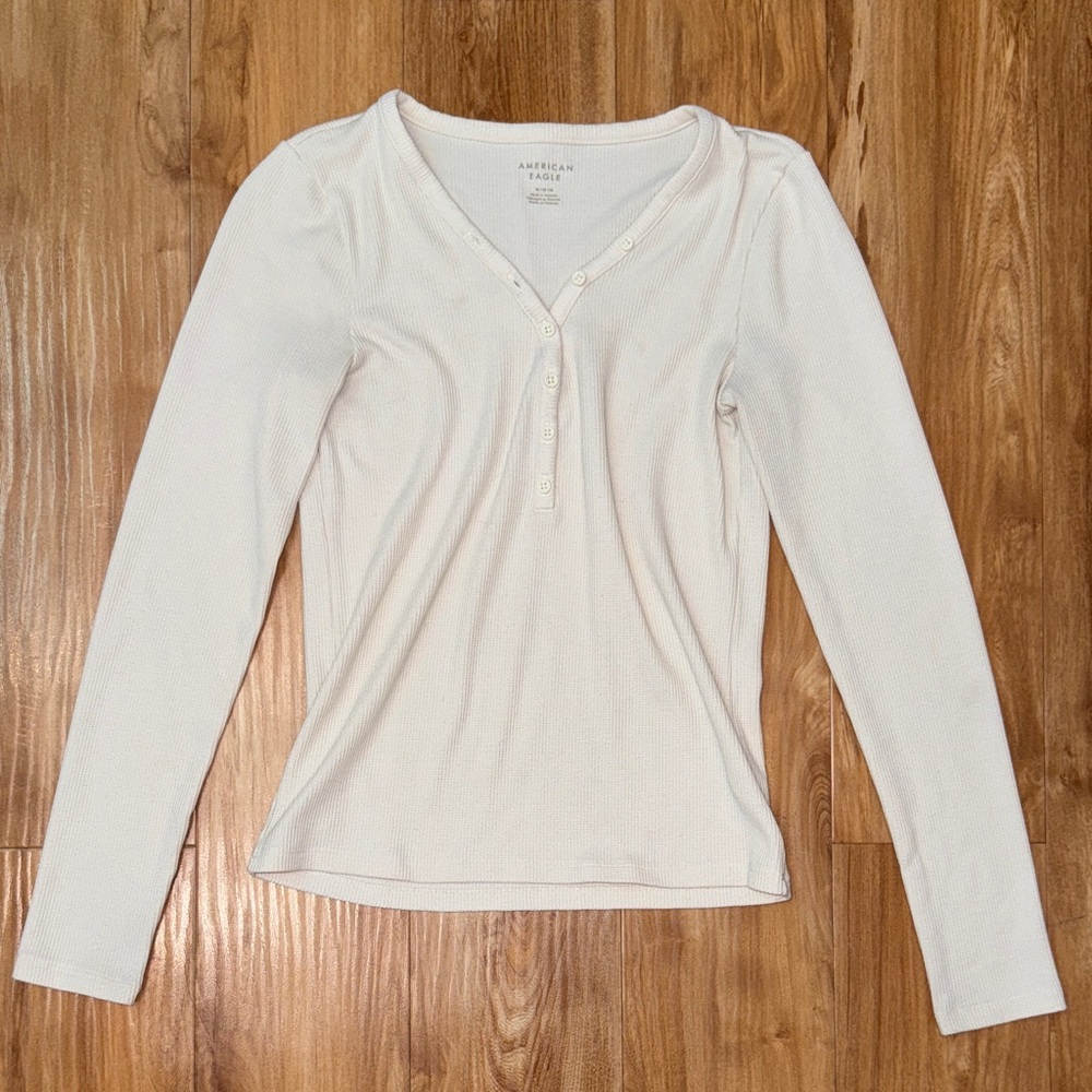 American Eagle Outfitters Cream Long Sleeve Top